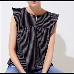 Ann Taylor LOFT Striped Ruffle Cap Sleeve  Blouse